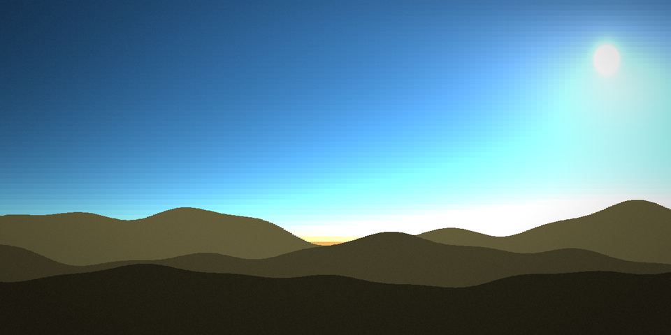 The sky demo at 14:48, sun elevation 36.8 degrees